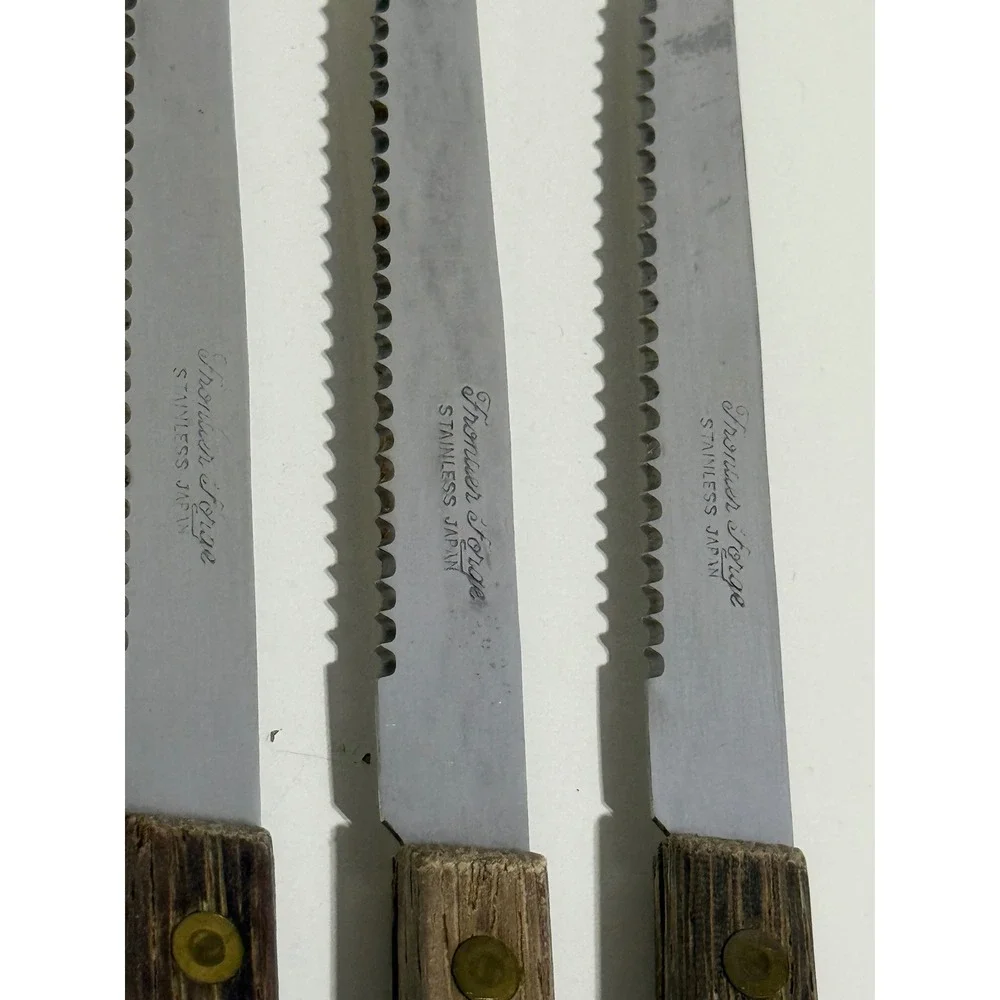 Frontier Forge 7pc Steak Knife Set Wood Handles Stainless Steel Japan MCM